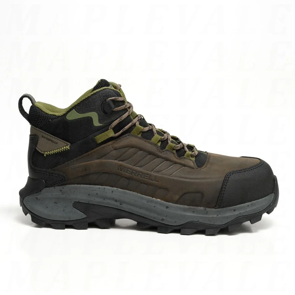 Merrell Moab Speed 2 LX Mid CF Men's Sz 10 Waterproof Work Boots Wide Dark Taupe